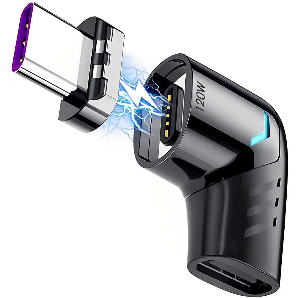 Verilux Type C Adapter Right Angle Magnetic 90 Degree USB C Adapter Type C Connector with PD 120W Fast Charge, 480Mbps Data Transfer for MacBook Pro/Air and USB C Smartphone, Laptop, Tablet Black Verilux Type C Adapter Right Angle Magnetic 90 Degree USB C Adapter Type C Connector with PD 120W Fast Charge, 480Mbps Data Transfer for MacBook Pro/Air and USB C Smartphone, Laptop, Tablet Black